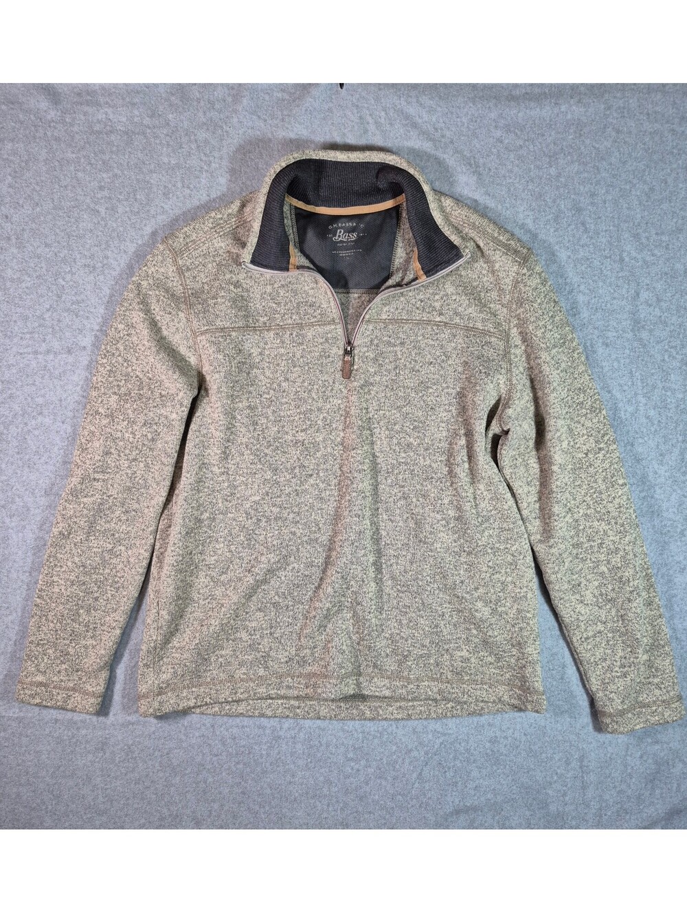 G.H. Bass Men’s Large Gray Heather Quarter Zip Pullover Sweater